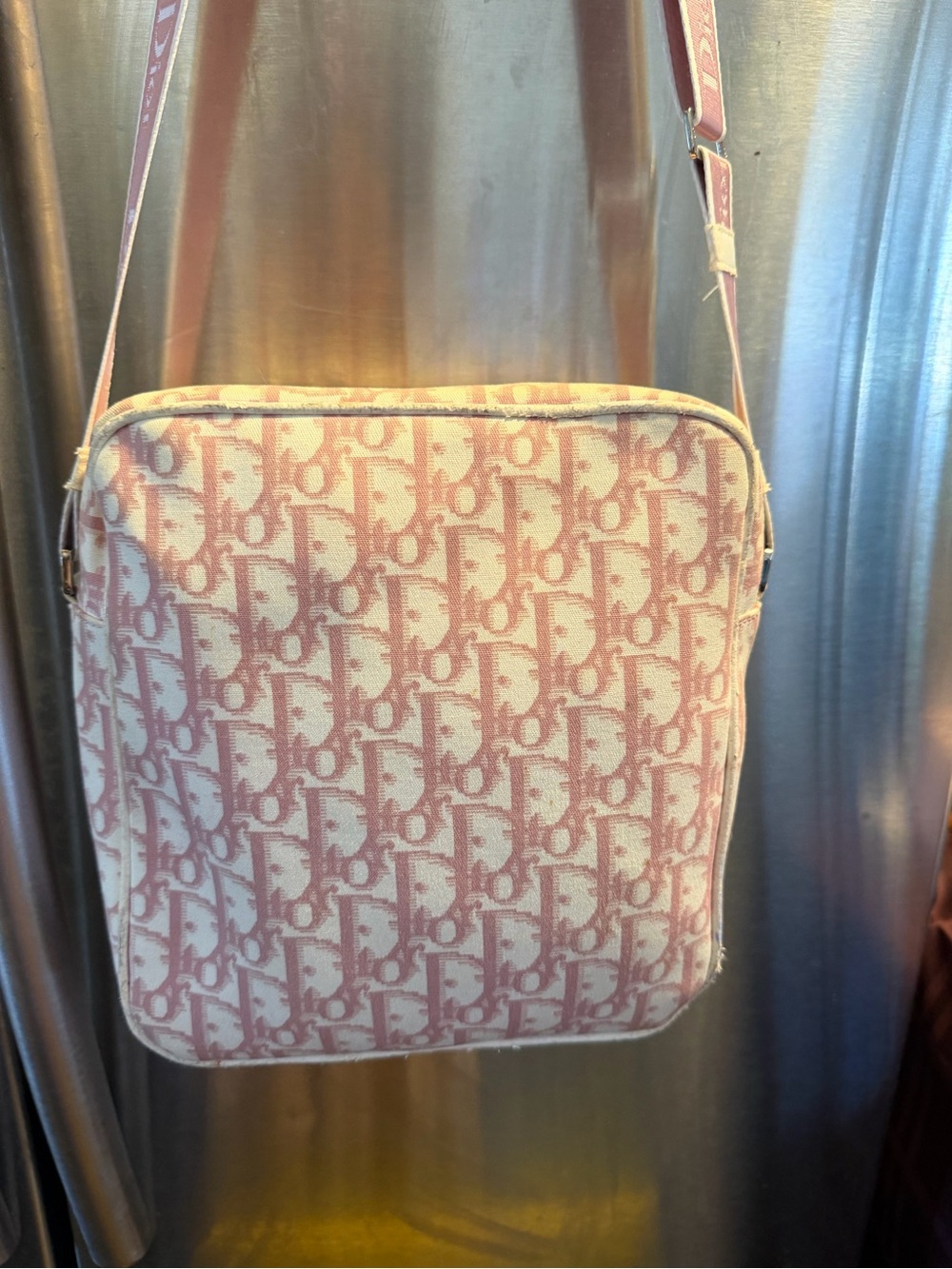 Dior Pink Monogram Crossbody with White Floral Appliqués - Picture 8 of 16